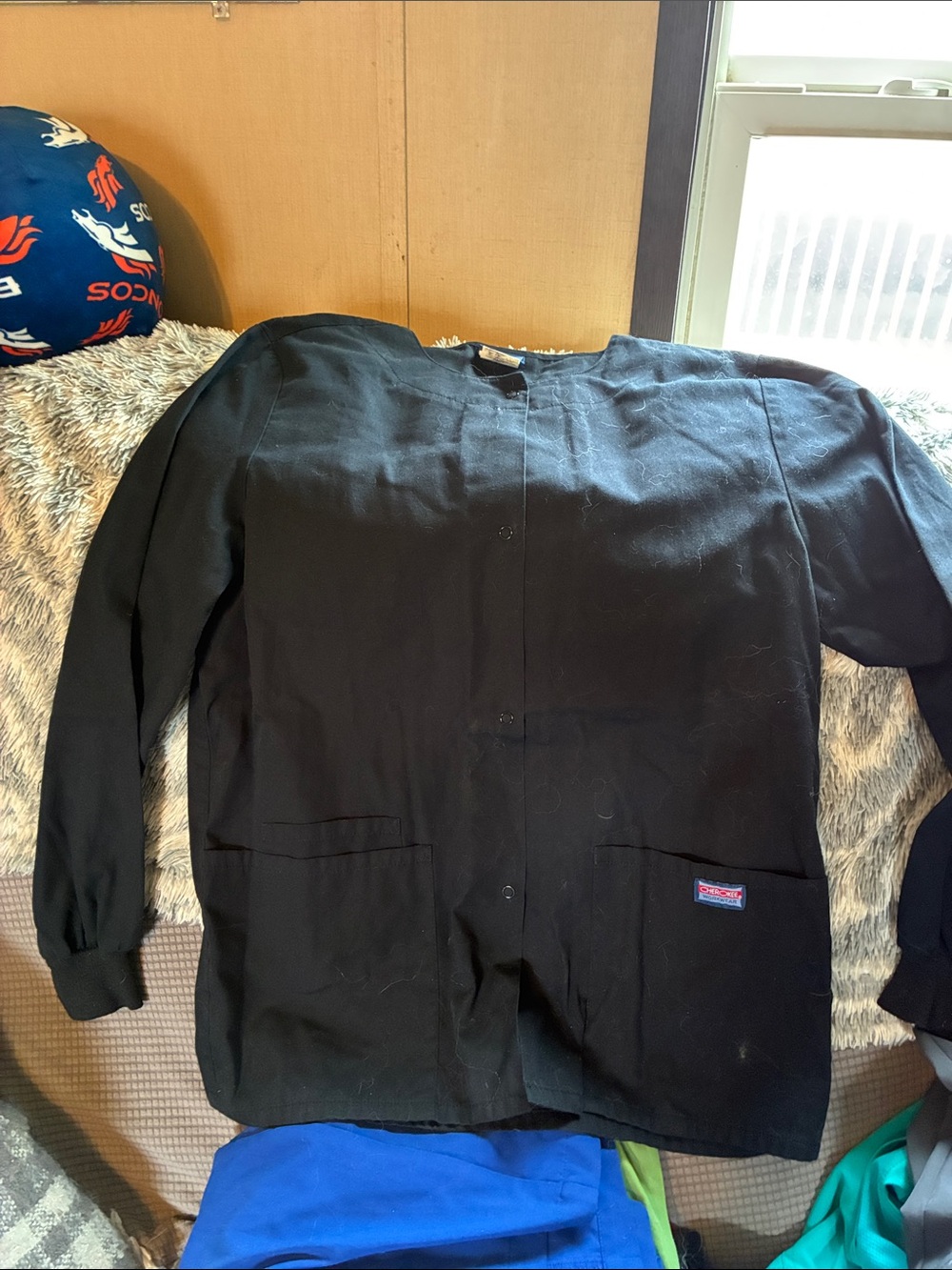 Women's Black Button-Front Lightweight Jacket with Patch Pockets